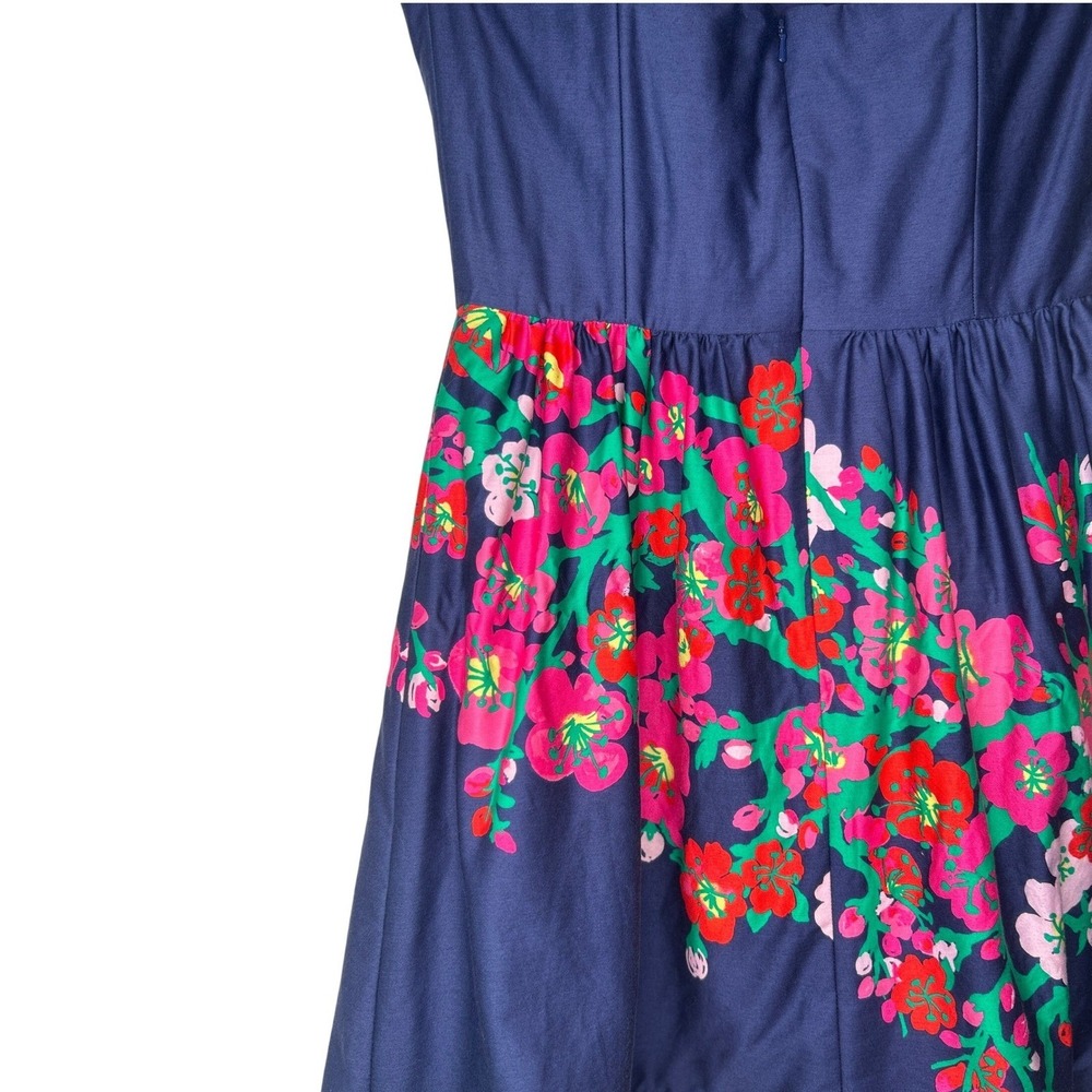 Lilly Pulitzer Lottie Strapless Fit & Flare Dress Mini Navy Cherry Mine Floral 8 - Picture 5 of 15